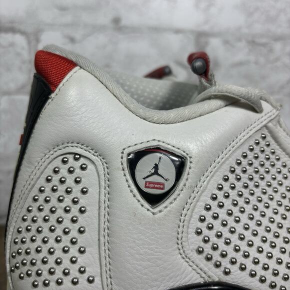 Supreme Nike Air Jordan 14 Retro Sneakers 2019 White Chrome Size 10 BV7630-106 main image 9